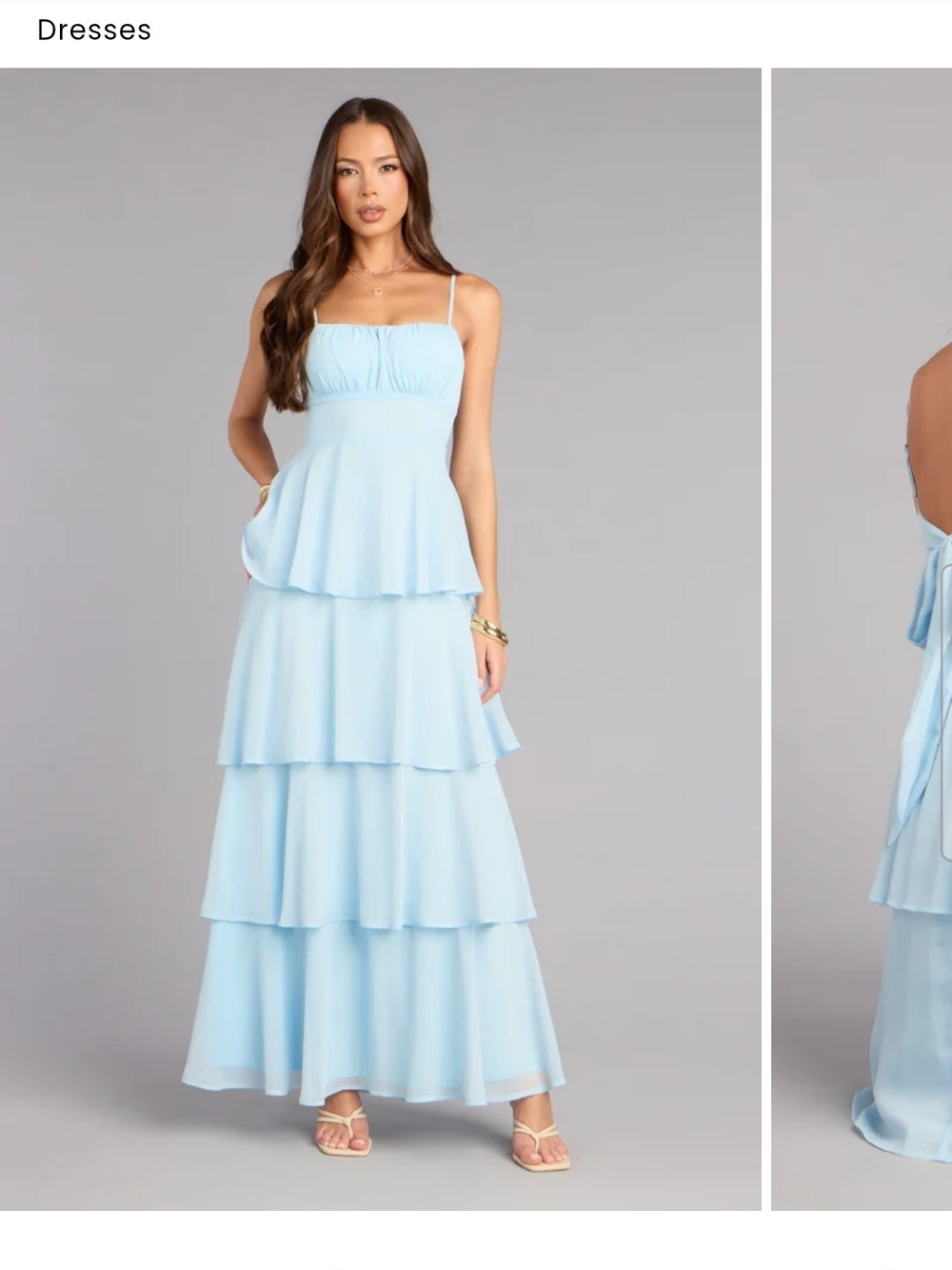Windsor Light Blue Tiered Maxi Dress with Spaghetti Straps